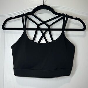 Reebok Lux Skinny CrissCross Strap Sports Bra Black Women’s Size Small